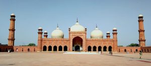 The Badshahi Mosque, an example of Mughal architecture.